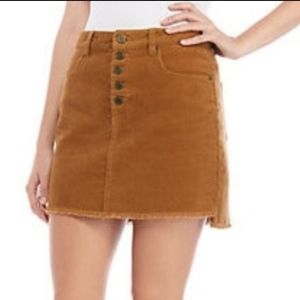 Indigo Rein Corduroy Raw Hem Mini Skirt